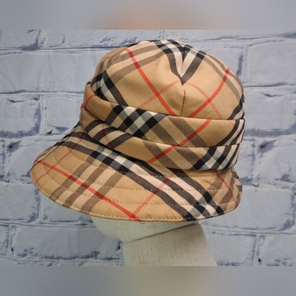 Vintage Burberry Women\'s Hat Nova Check Bucket Hat 60s 50s Size Medium 7\